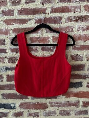Red Scoop Neck Women’s Crop Tank Top